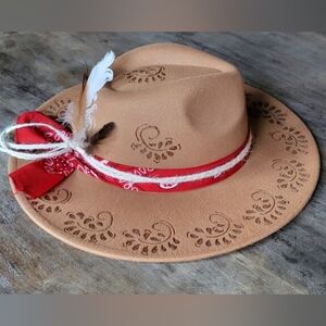 NWT TAN Introducing "Oakley" Hand Burned Fedora Cowboy Hat